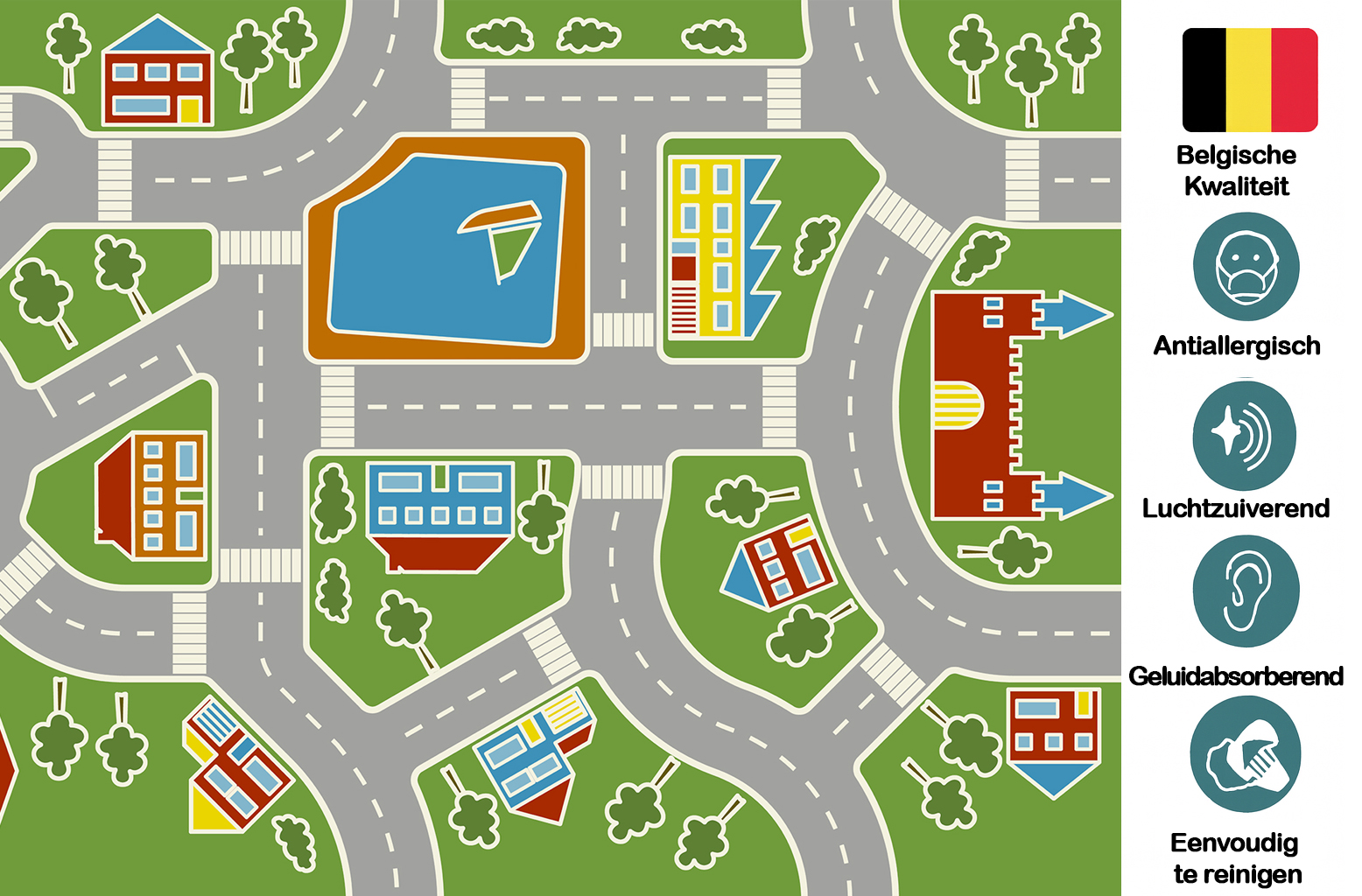 Vinystreet - Vinyl Verkeerstapijt - Verkeerskleed - speelmat