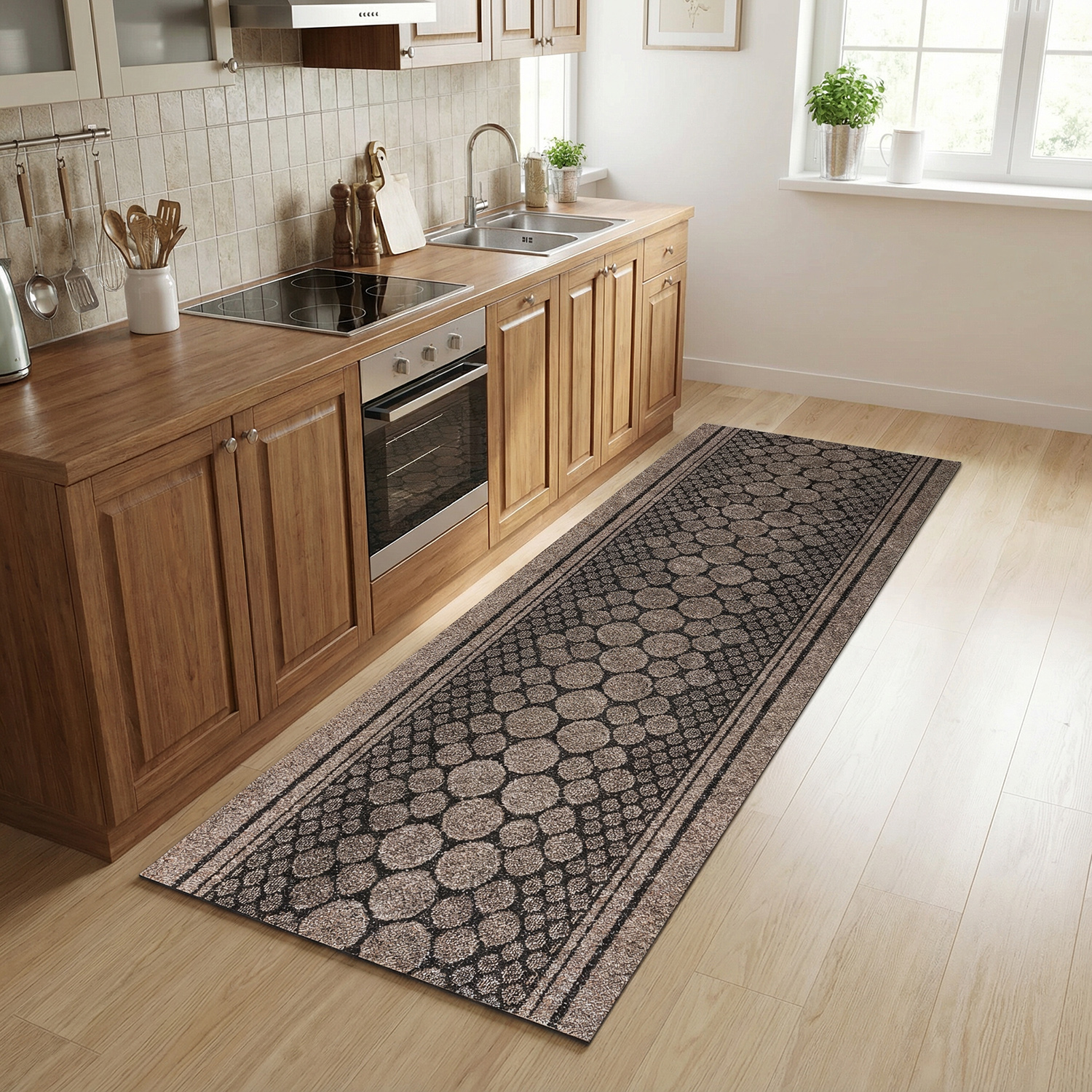 JYG Stone bruin - Antislip Naaldvilt Loper – 66 cm breed