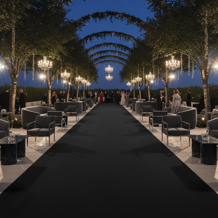 JYG Rode Loper – Zwart Variant | Naaldvilt Event Tapijt 1m Breed