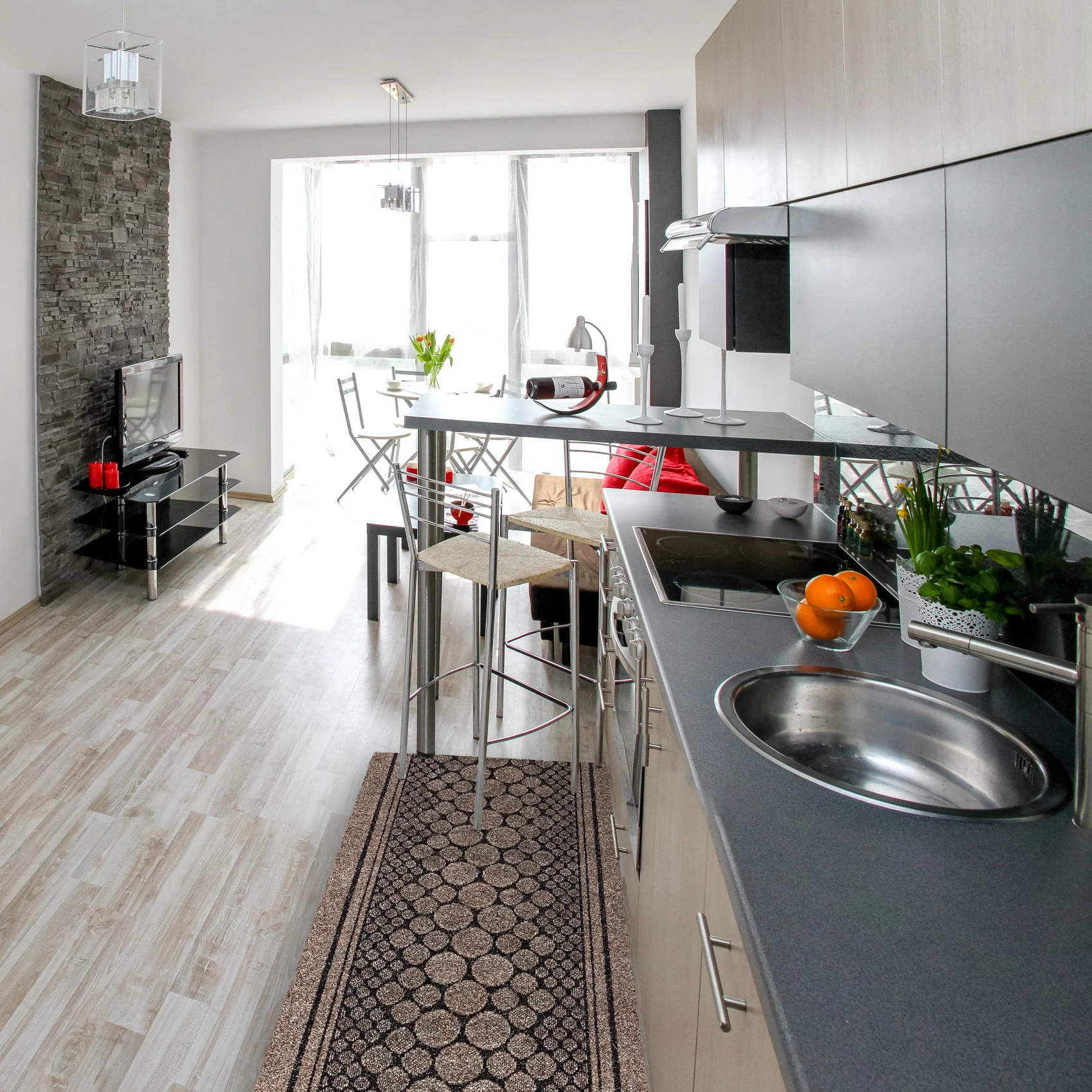 JYG Stone bruin - Antislip Naaldvilt Loper – 66 cm breed