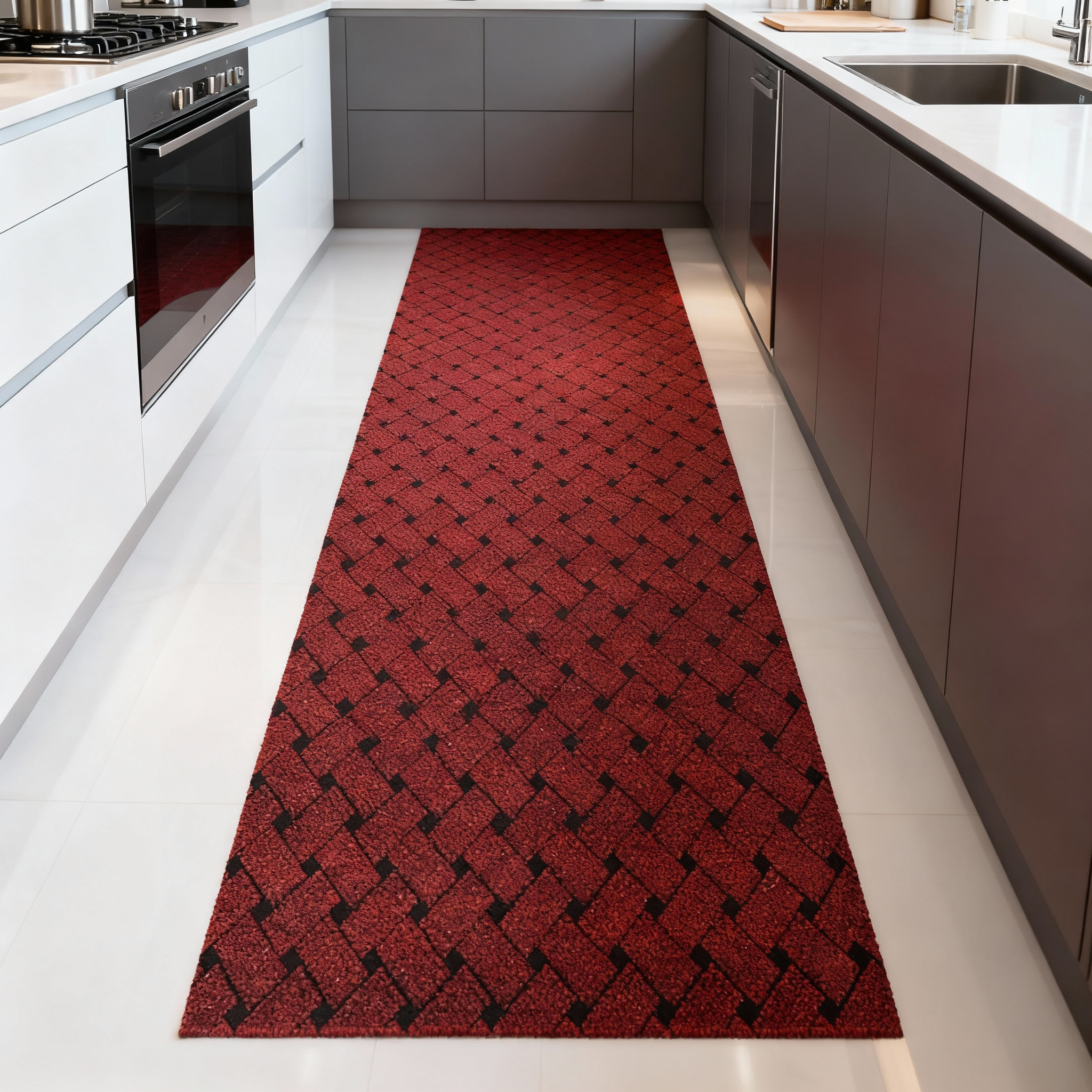 JYG UNION Rood Tapijtloper - Keukenloper – Antislip - 66cm breed