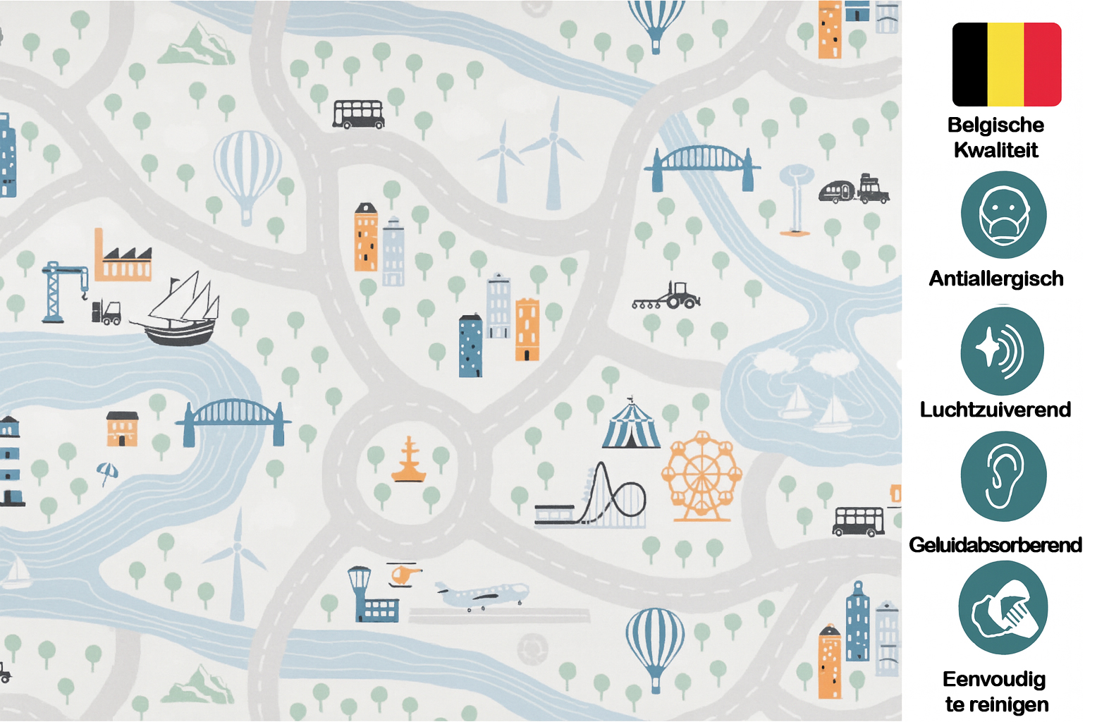 JYG Vinyl Speelkleed VINYPASTEL – Antiallergisch & Made in Belgium