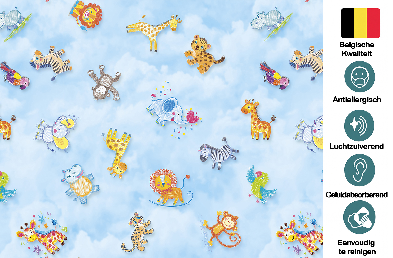 JYG Vinyl Speelkleed ANIMALI – Antiallergisch & Made in Belgium