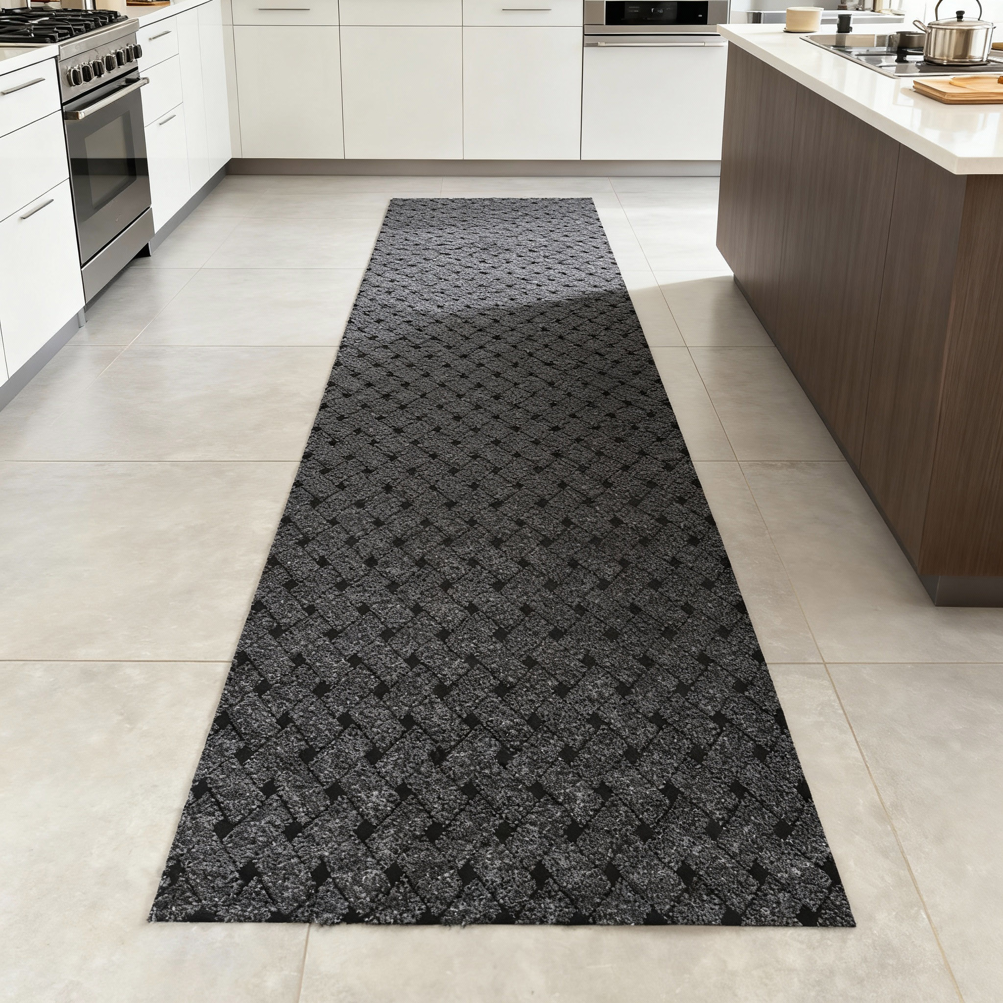 JYG UNION Antraciet Tapijtloper - Keukenloper – Antislip - 66cm breed