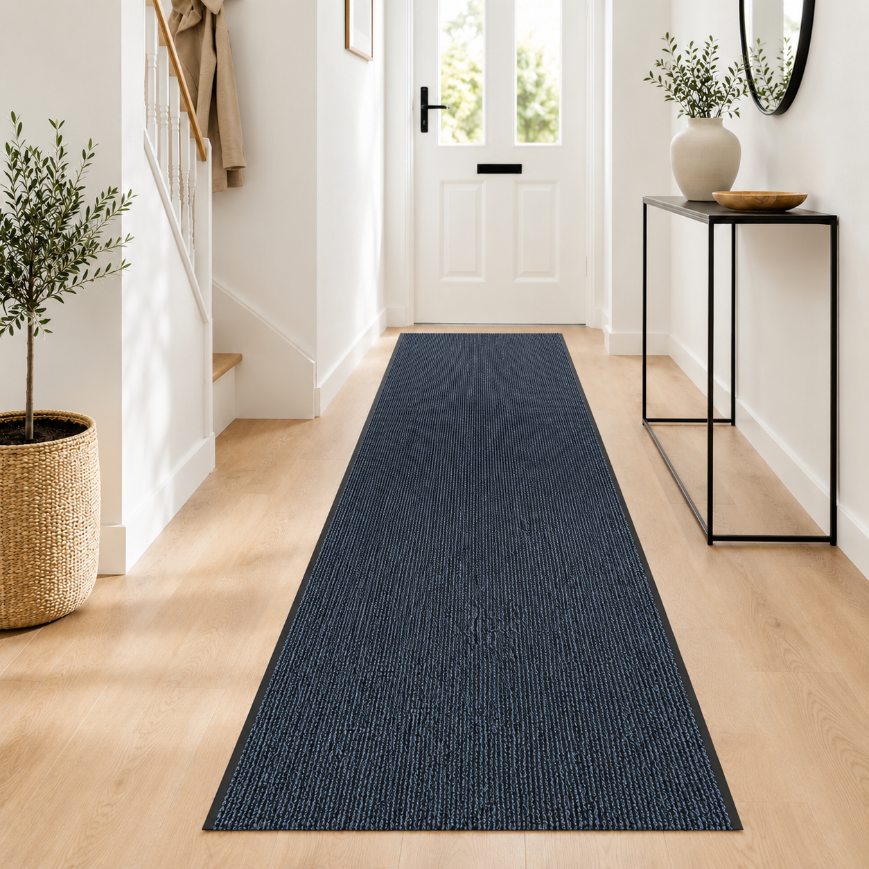 JYG ENTER deurmat loper blauw – 90 x 200 cm – antislip – rand 2 lange zijden