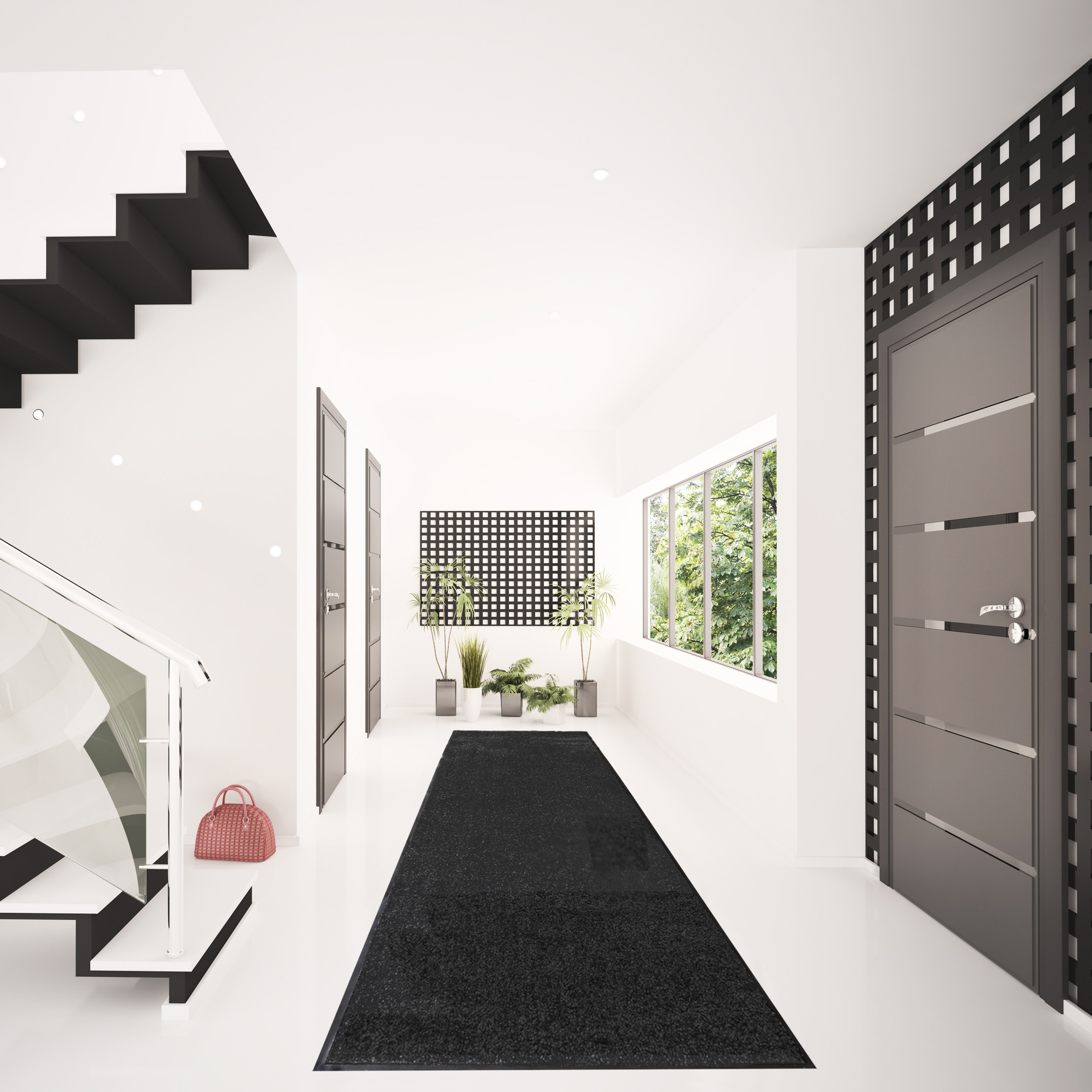 JYG Deurmat -loper Cleanwash zwart - 120cm breed - rand 4 zijden