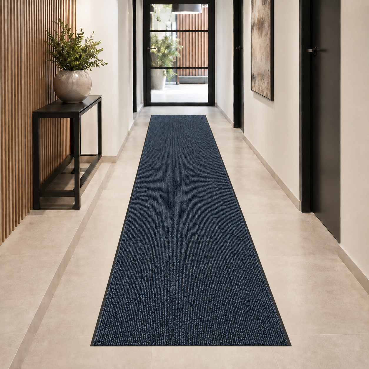 JYG ENTER deurmat loper blauw – 90 x 200 cm – antislip – rand 2 lange zijden