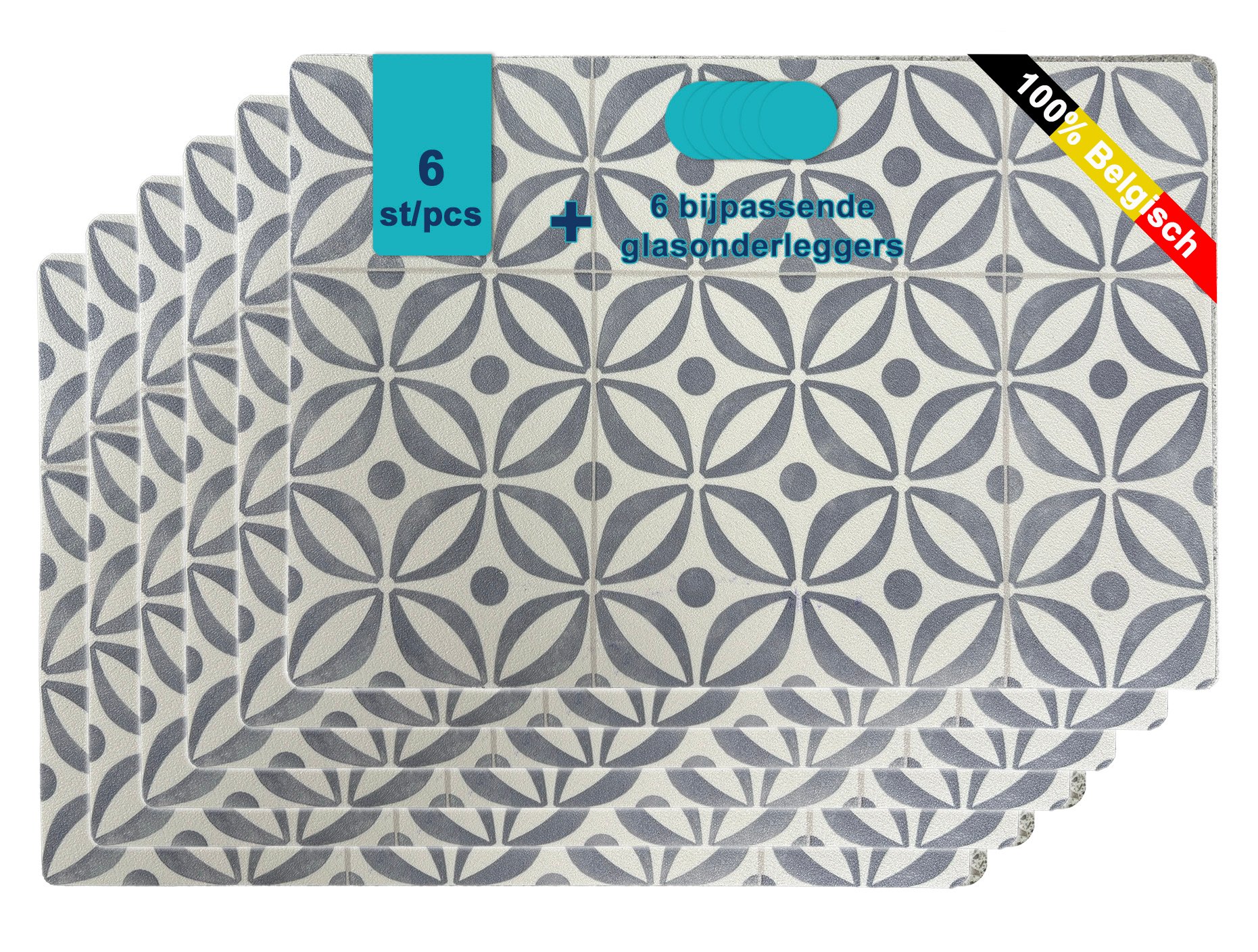 Dublin Placemats 6 stuks + 6 glasonderleggers