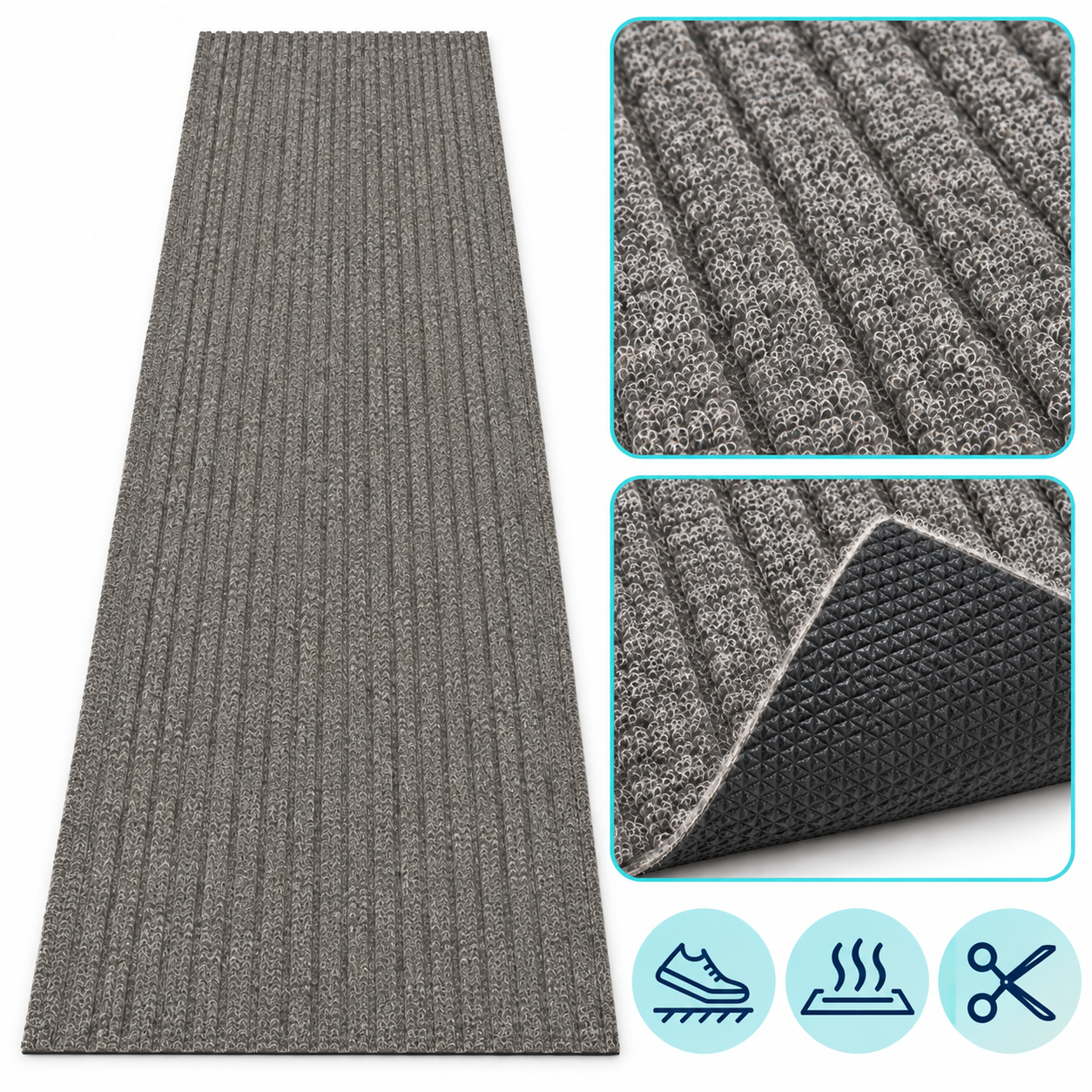 Stripe - Naaldvilt Keukenloper - Grijs - 50 cm
