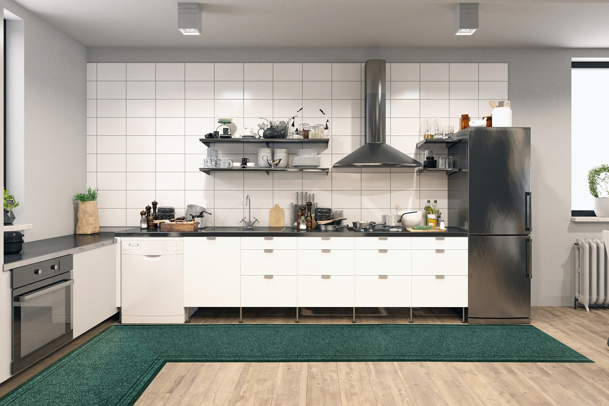 CLUB GROEN - Naaldvilt Keukenloper - 66 cm