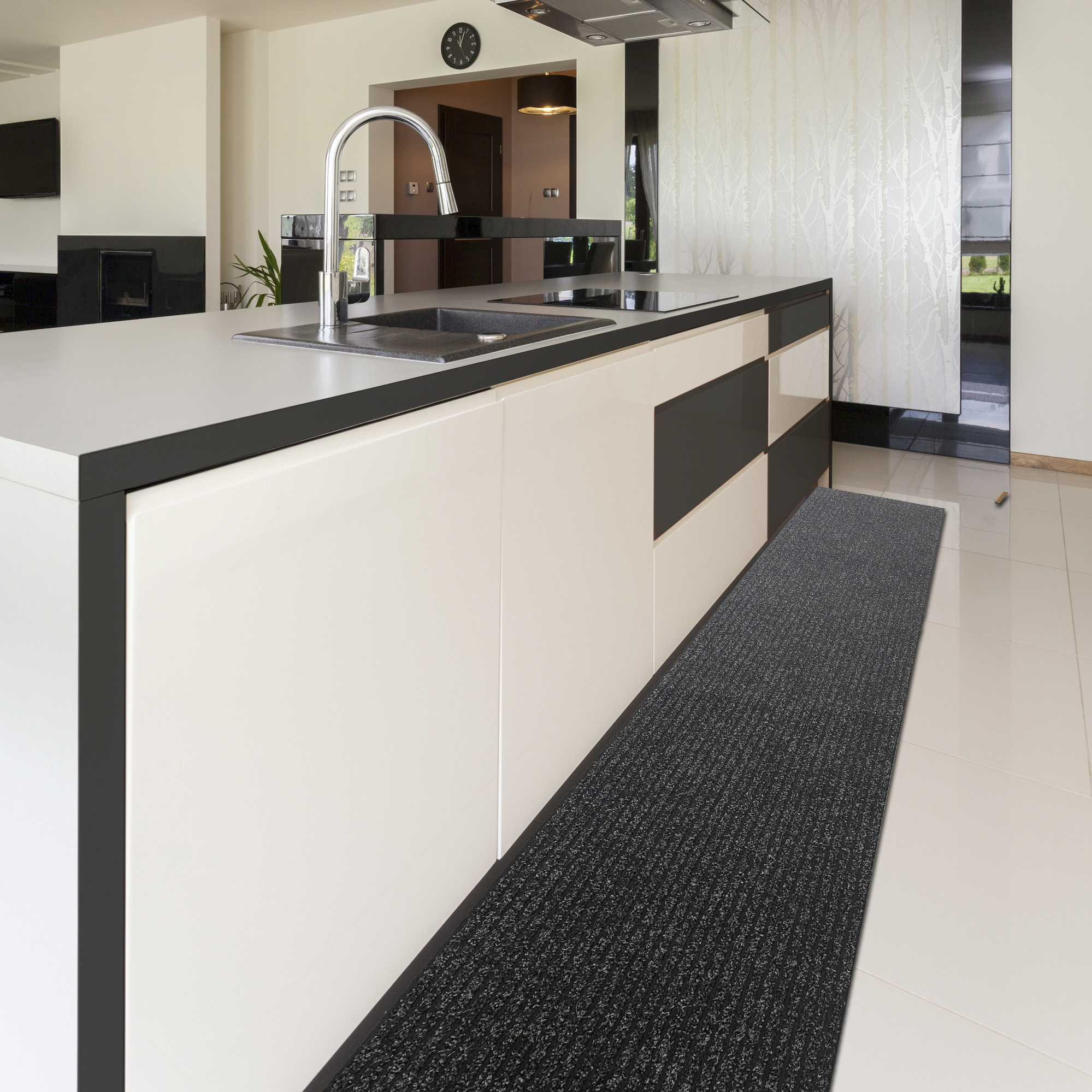 Stripe - Naaldvilt Keukenloper - Antraciet - 50 cm