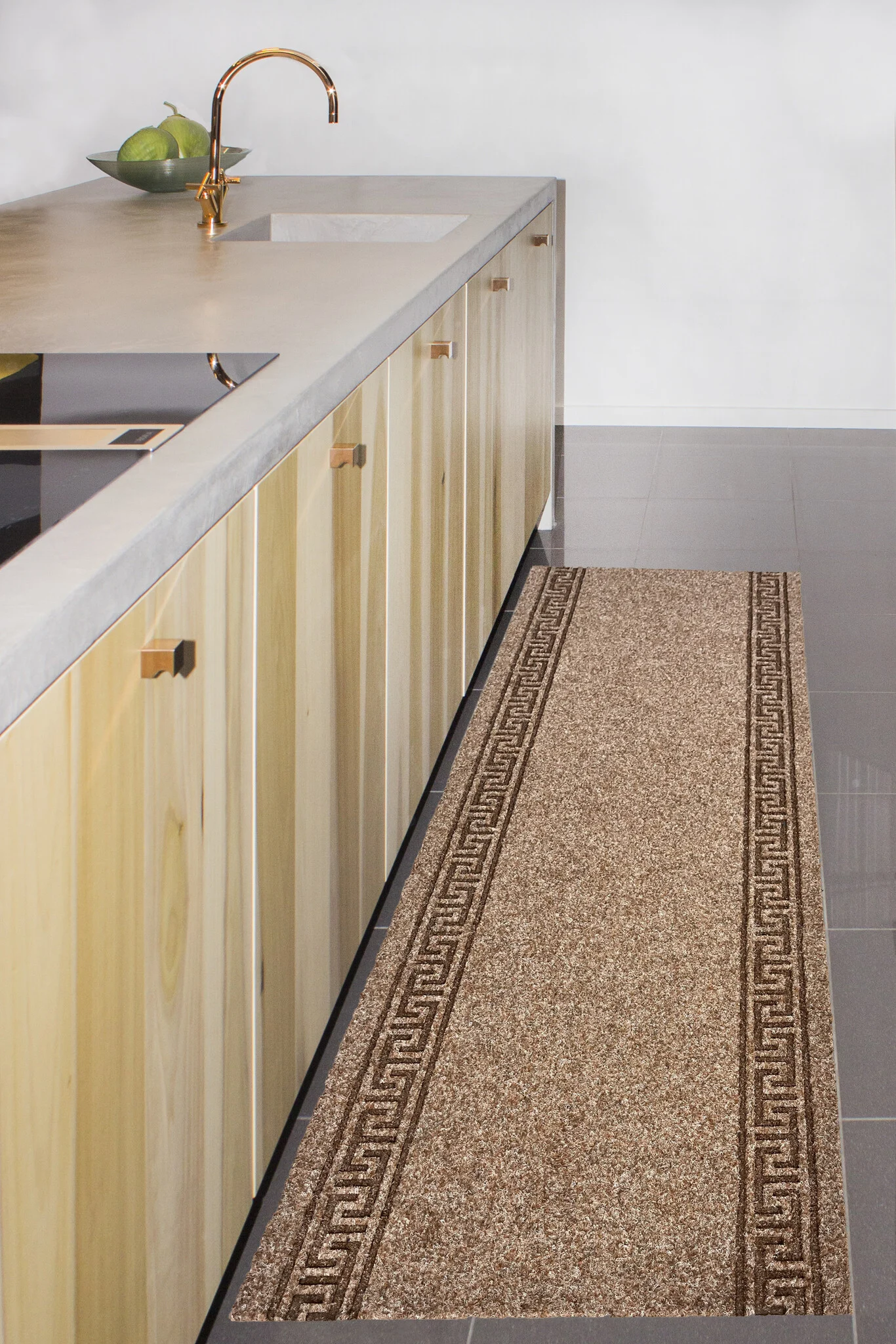 Kreta - Naaldvilt Keukenloper - Beige - 66 cm