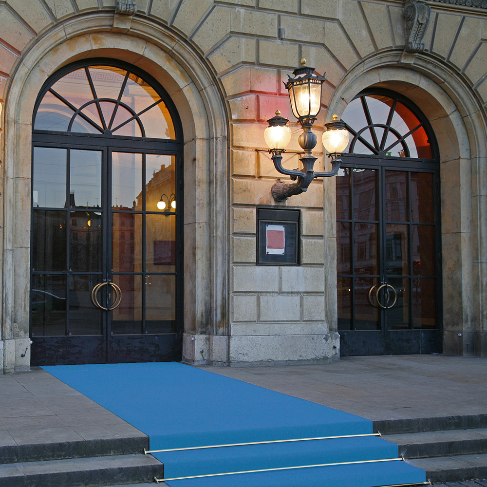 JYG Rode Loper – Oceaan Blauw Variant | Event Tapijt 1m Breed