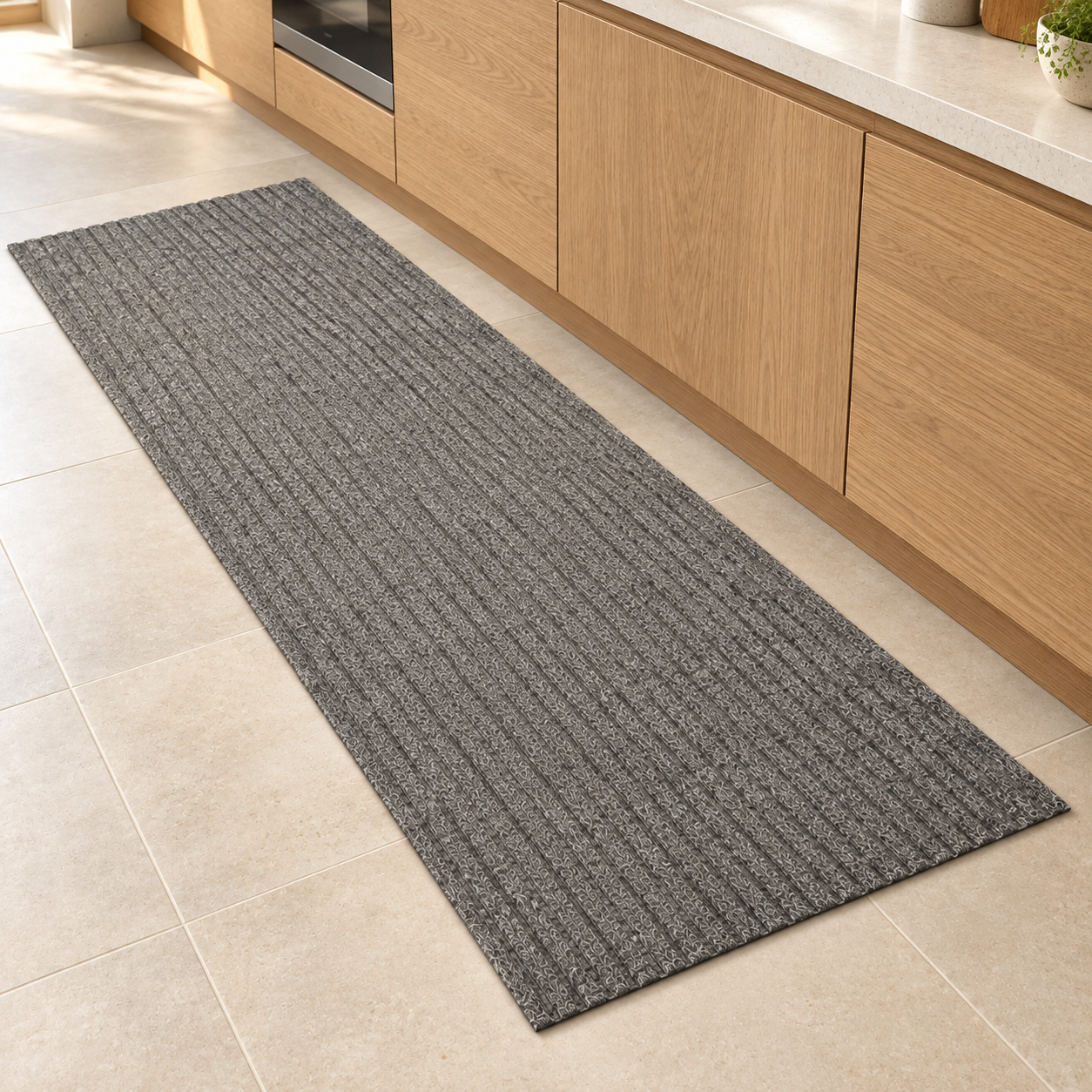 Stripe - Naaldvilt Keukenloper - Grijs - 50 cm